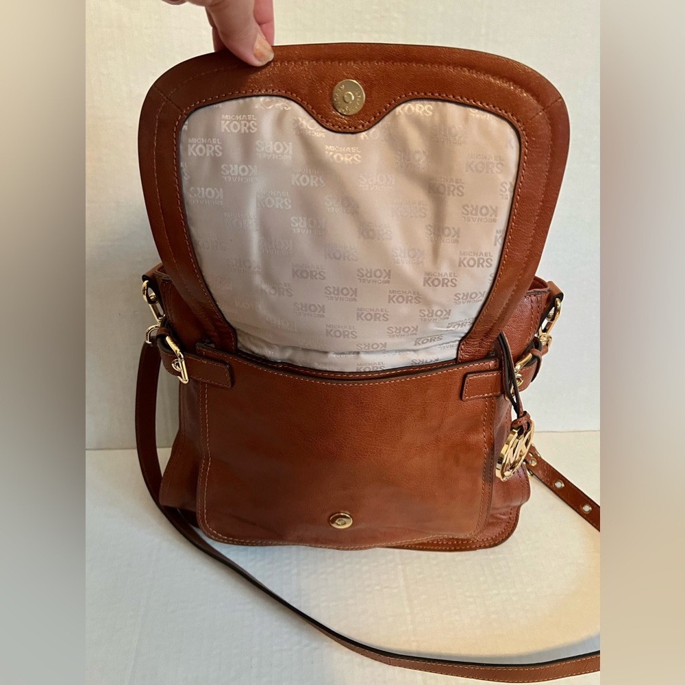 Michael by Michael Kors Naomi Cognac Leather Satchel / Crossbody Bag. EUC - Picture 7 of 10